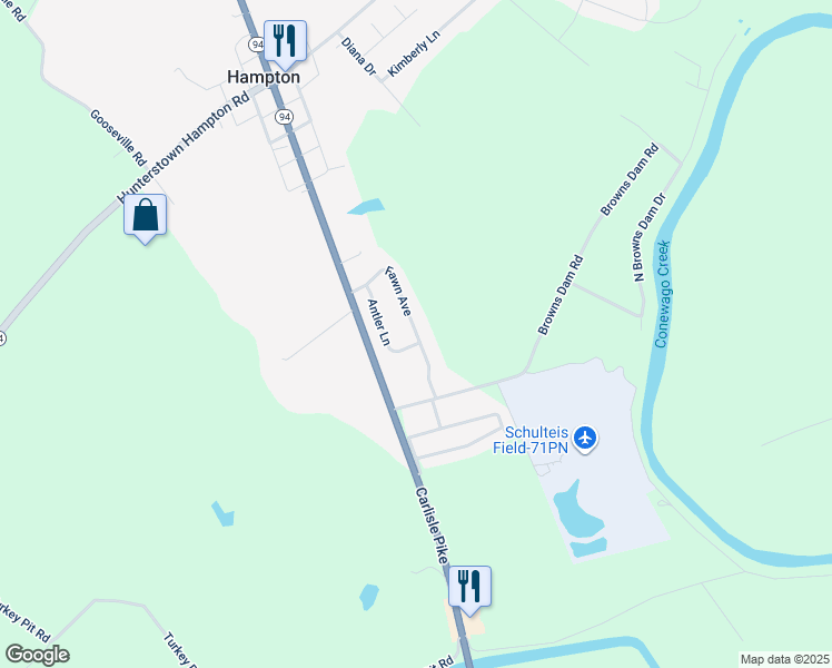 map of restaurants, bars, coffee shops, grocery stores, and more near 51 Fawn Avenue in New Oxford