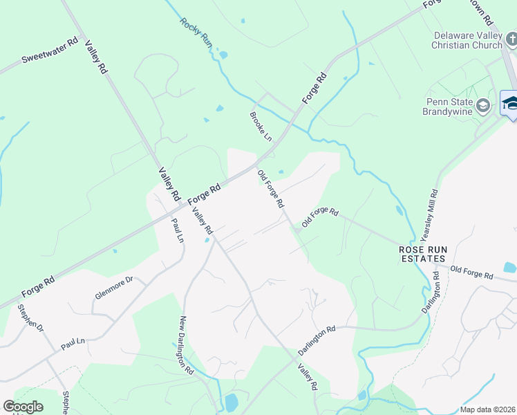 map of restaurants, bars, coffee shops, grocery stores, and more near 552 Old Forge Road in Media