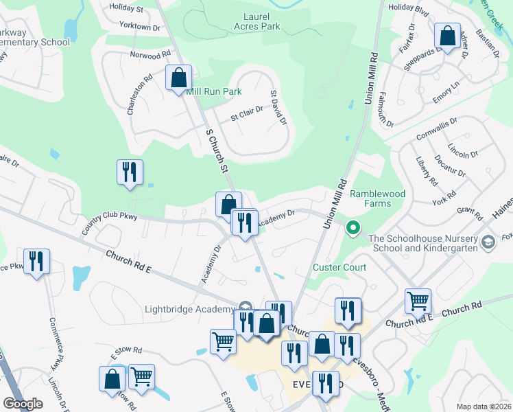map of restaurants, bars, coffee shops, grocery stores, and more near 4 Farnwood Road in Mount Laurel Township