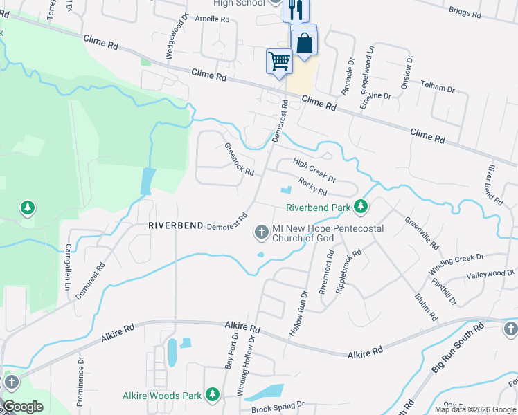 map of restaurants, bars, coffee shops, grocery stores, and more near 1465 Demorest Road in Columbus