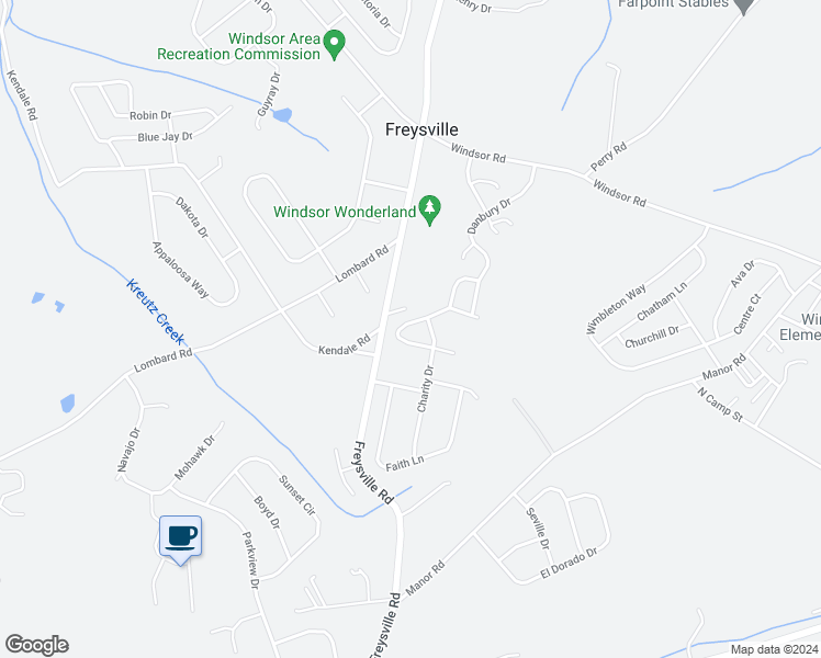 map of restaurants, bars, coffee shops, grocery stores, and more near 125 Cambridge Drive in Red Lion