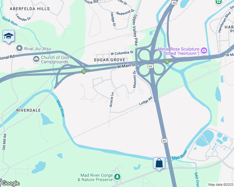 map of restaurants, bars, coffee shops, grocery stores, and more near Jewel Drive in Springfield