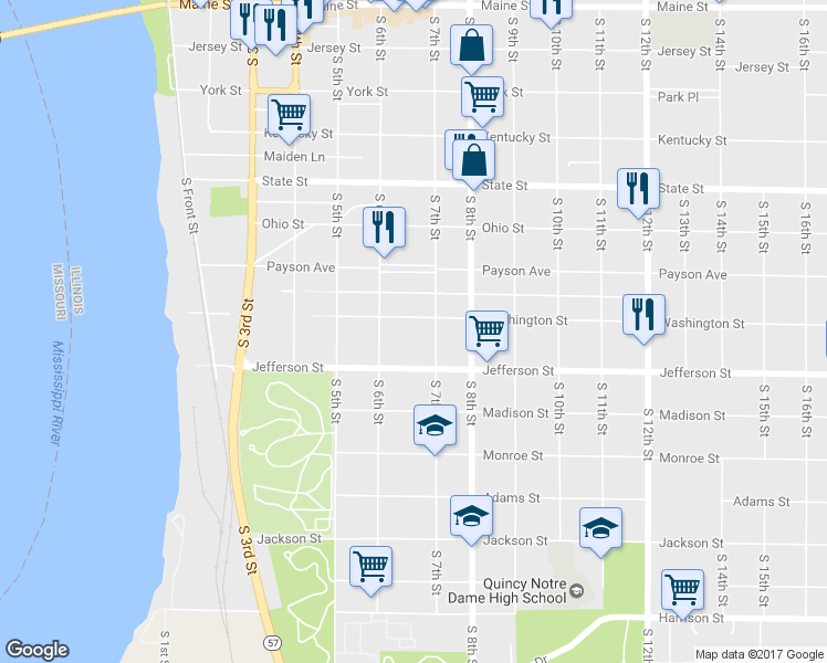 map of restaurants, bars, coffee shops, grocery stores, and more near 636 Washington Street in Quincy