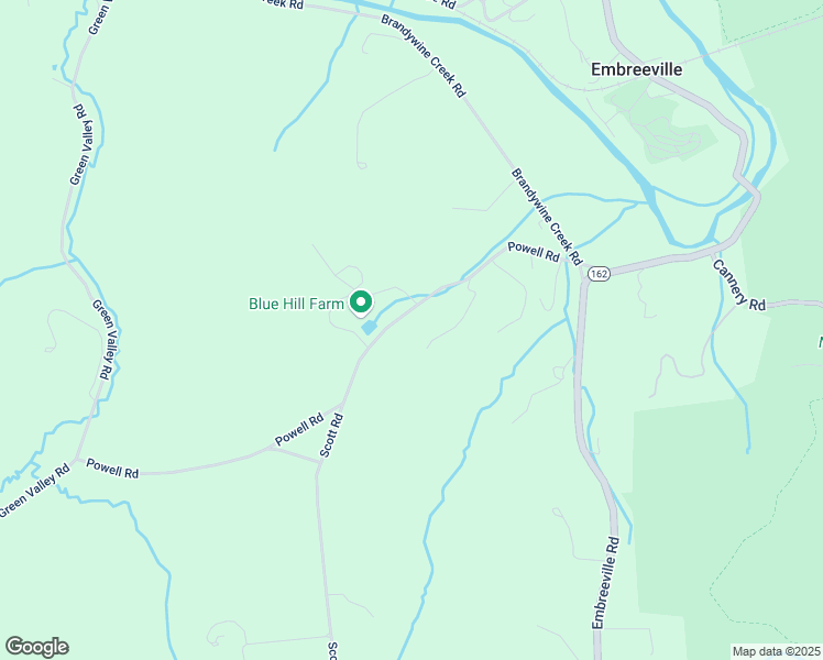 map of restaurants, bars, coffee shops, grocery stores, and more near 1502 Powell Road in Coatesville