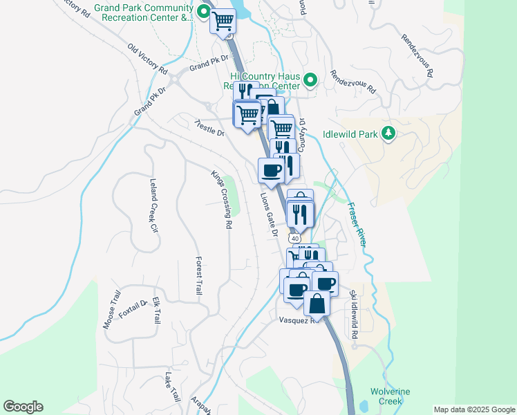 map of restaurants, bars, coffee shops, grocery stores, and more near 359 Lions Gate Drive in Winter Park