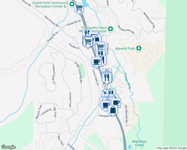 map of restaurants, bars, coffee shops, grocery stores, and more near 359 Lions Gate Drive in Winter Park