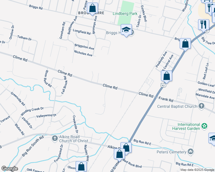 map of restaurants, bars, coffee shops, grocery stores, and more near 2748 Clime Road in Columbus