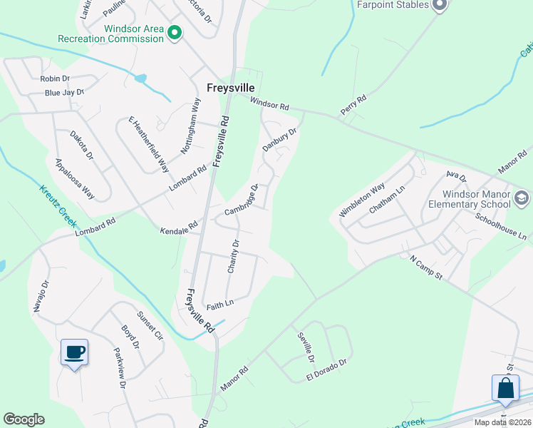 map of restaurants, bars, coffee shops, grocery stores, and more near 560 Nantucket Drive in Red Lion