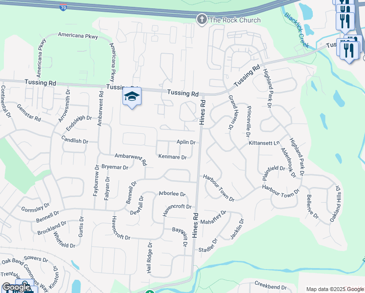 map of restaurants, bars, coffee shops, grocery stores, and more near 3040 Sedley Street in Reynoldsburg