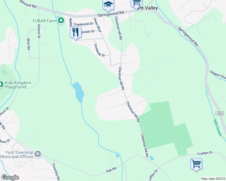 map of restaurants, bars, coffee shops, grocery stores, and more near 2685 Forest Road in York