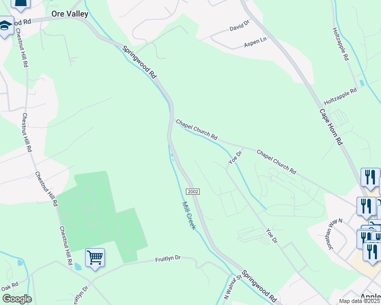 map of restaurants, bars, coffee shops, grocery stores, and more near 2945 Springwood Road in Dallastown
