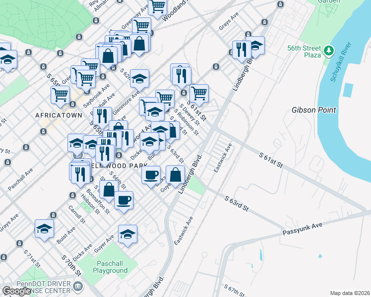 map of restaurants, bars, coffee shops, grocery stores, and more near in Philadelphia