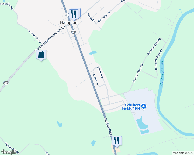 map of restaurants, bars, coffee shops, grocery stores, and more near 14 Antler Lane in New Oxford