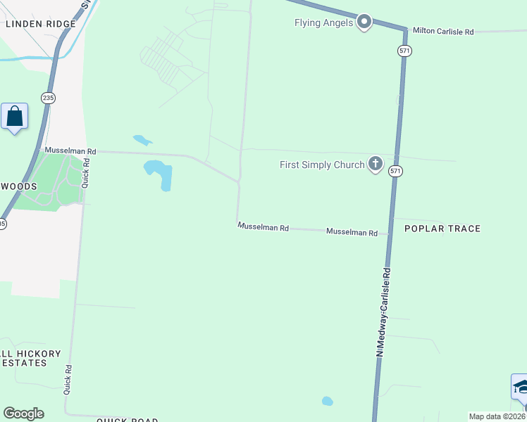 map of restaurants, bars, coffee shops, grocery stores, and more near 10850 Musselman Road in New Carlisle