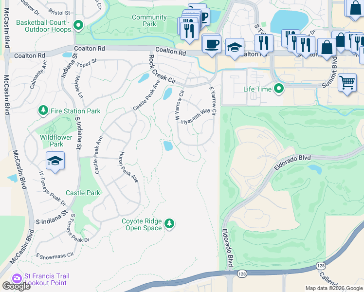 map of restaurants, bars, coffee shops, grocery stores, and more near 3277 West Yarrow Circle in Louisville