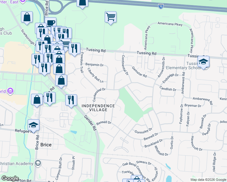 map of restaurants, bars, coffee shops, grocery stores, and more near 2961 Deepwood Drive in Reynoldsburg