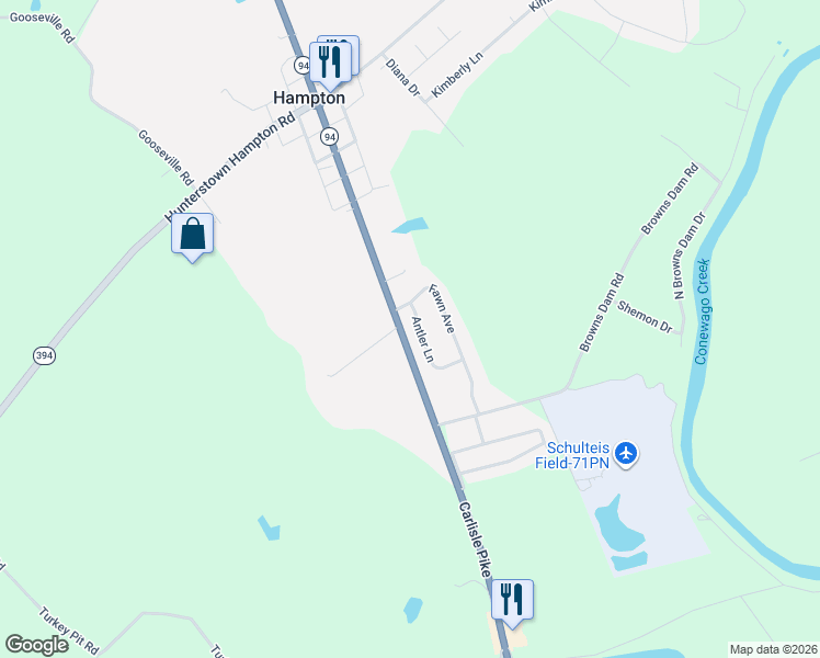 map of restaurants, bars, coffee shops, grocery stores, and more near 5140 Carlisle Street in New Oxford