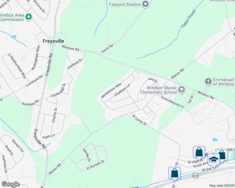 map of restaurants, bars, coffee shops, grocery stores, and more near 120 Chatham Lane in Red Lion