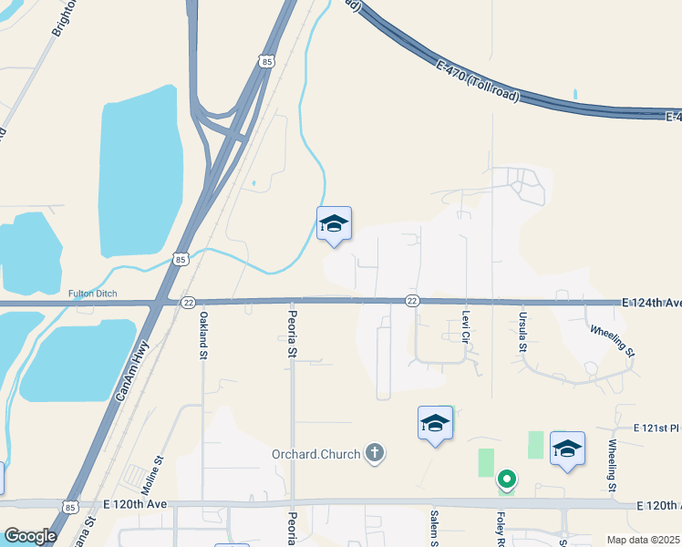 map of restaurants, bars, coffee shops, grocery stores, and more near 12301 East 124th Avenue in Henderson