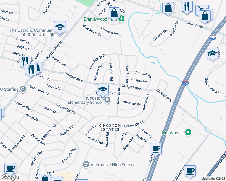 map of restaurants, bars, coffee shops, grocery stores, and more near 329 Sheffield Road in Cherry Hill Township