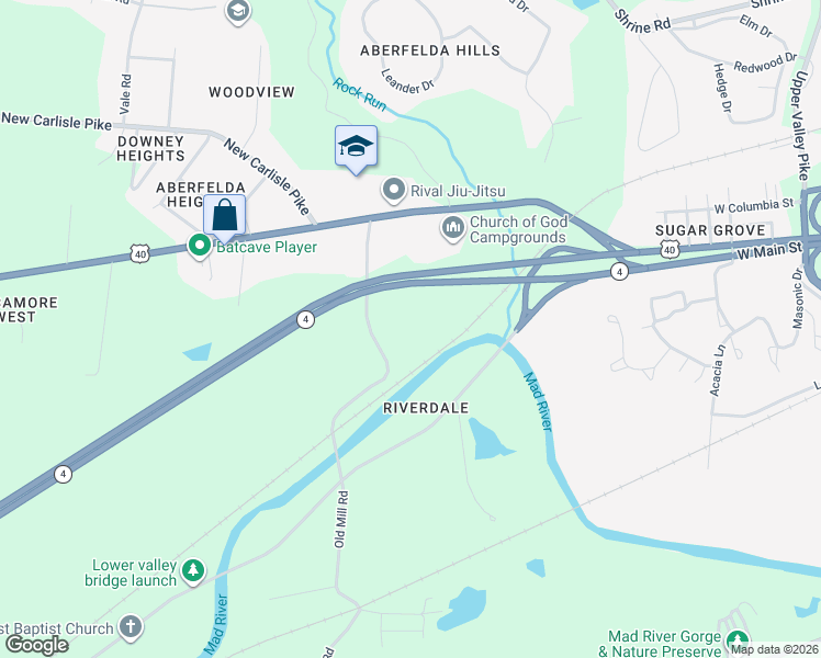 map of restaurants, bars, coffee shops, grocery stores, and more near 120 Old Mill Road in Springfield
