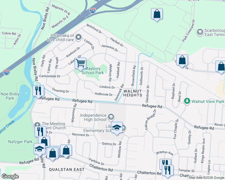 map of restaurants, bars, coffee shops, grocery stores, and more near 5130 Holbrook Drive in Columbus