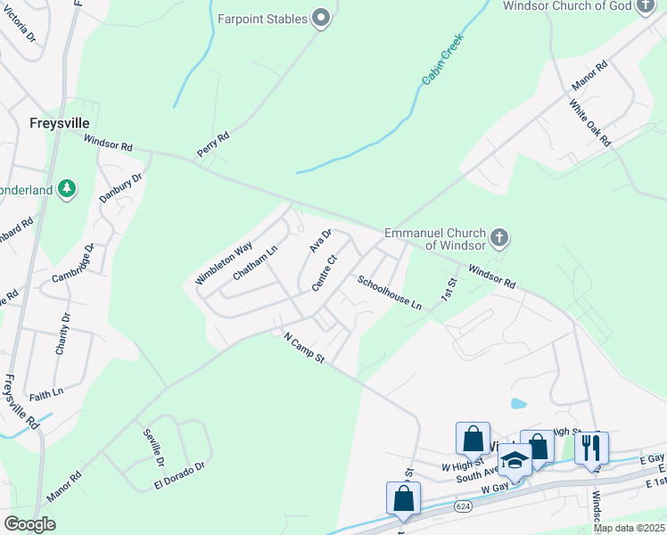 map of restaurants, bars, coffee shops, grocery stores, and more near 95 Centre Court in Red Lion