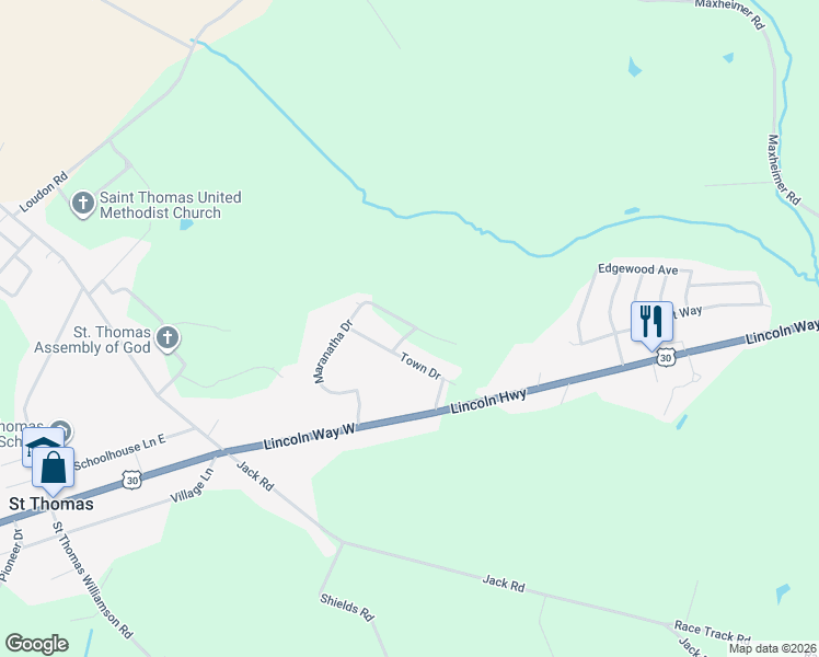 map of restaurants, bars, coffee shops, grocery stores, and more near 6709 Town Drive in Saint Thomas