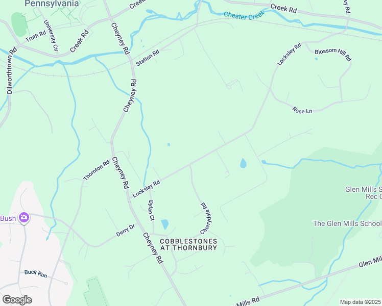 map of restaurants, bars, coffee shops, grocery stores, and more near 177 Locksley Road in Glen Mills
