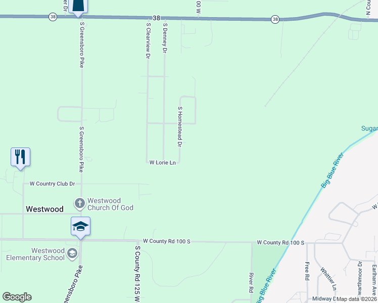 map of restaurants, bars, coffee shops, grocery stores, and more near 624 South Homestead Drive in New Castle
