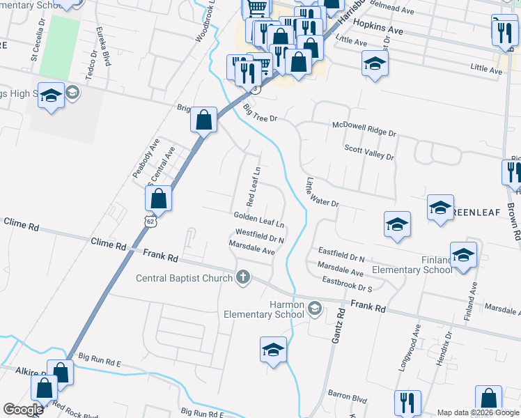 map of restaurants, bars, coffee shops, grocery stores, and more near 2119 Golden Leaf Lane in Columbus