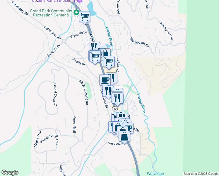 map of restaurants, bars, coffee shops, grocery stores, and more near 78521 Main Street in Winter Park