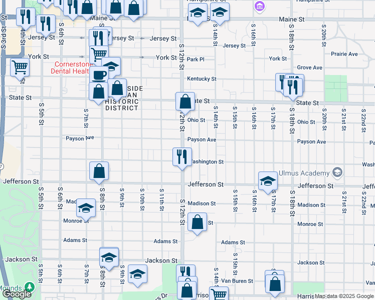 map of restaurants, bars, coffee shops, grocery stores, and more near 1137 Washington Street in Quincy