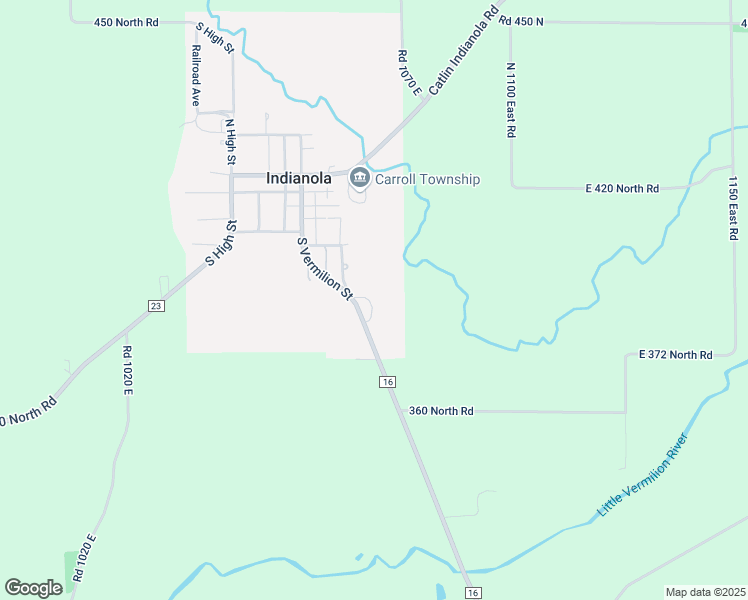 map of restaurants, bars, coffee shops, grocery stores, and more near 300 South Vermilion Street in Indianola
