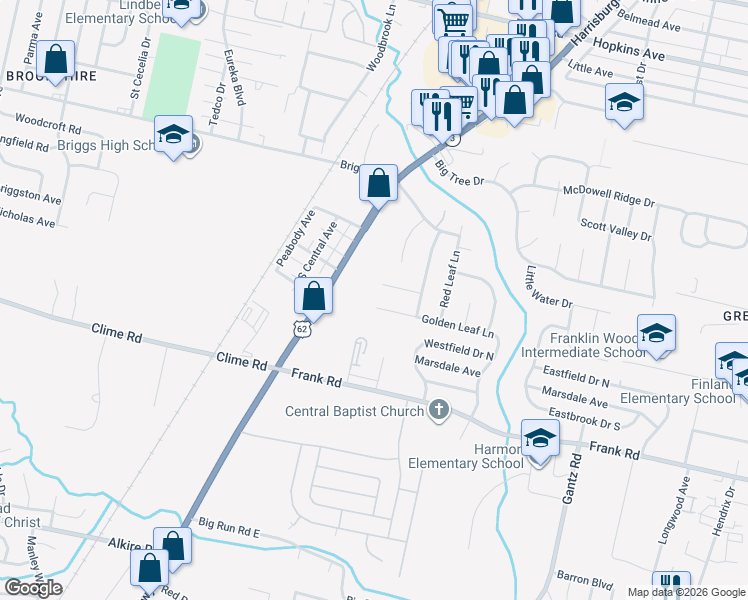 map of restaurants, bars, coffee shops, grocery stores, and more near 2288 Autumn Village Court in Columbus