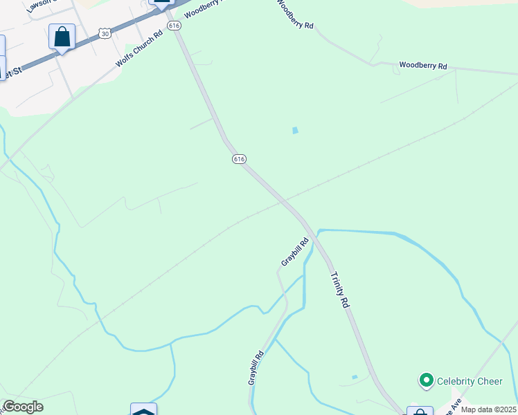 map of restaurants, bars, coffee shops, grocery stores, and more near 565 Trinity Road in York