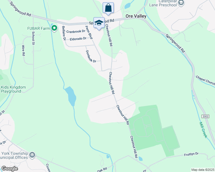 map of restaurants, bars, coffee shops, grocery stores, and more near 405 Chestnut Hill Road in York