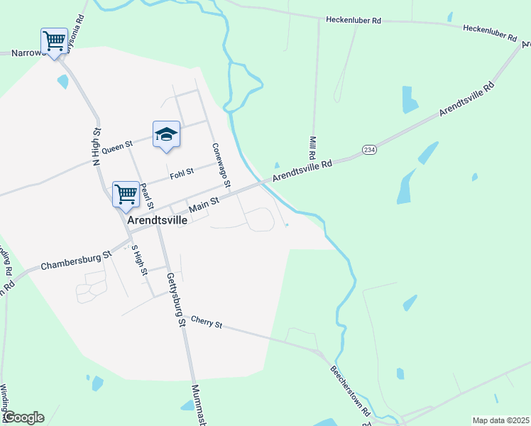 map of restaurants, bars, coffee shops, grocery stores, and more near 35 Glenwood Drive in Biglerville
