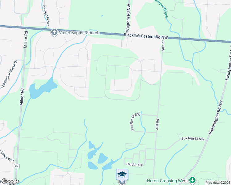 map of restaurants, bars, coffee shops, grocery stores, and more near 7540 Hastings Street in Pickerington