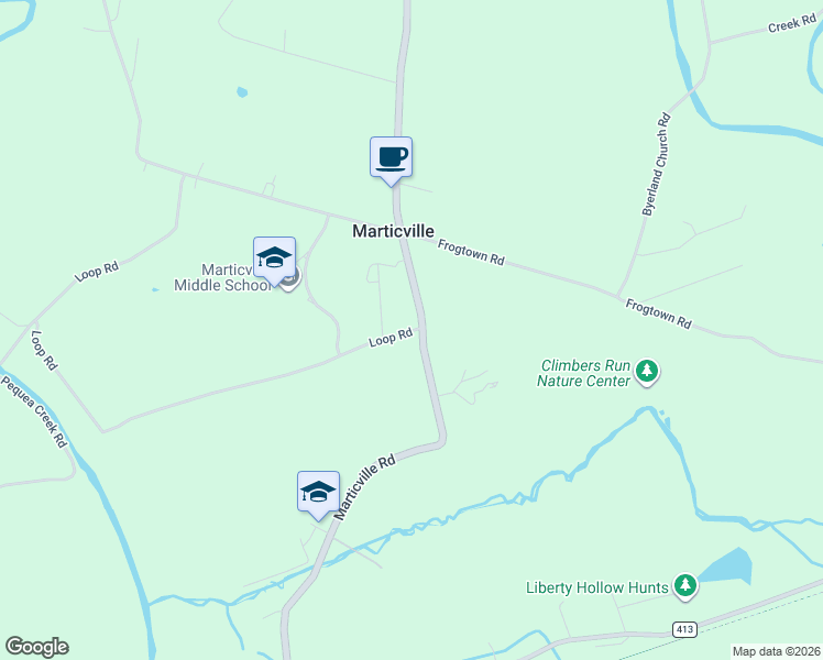 map of restaurants, bars, coffee shops, grocery stores, and more near 46 Loop Road in Pequea