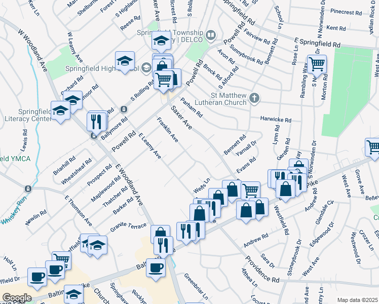 map of restaurants, bars, coffee shops, grocery stores, and more near 231 Beechwood Avenue in Springfield