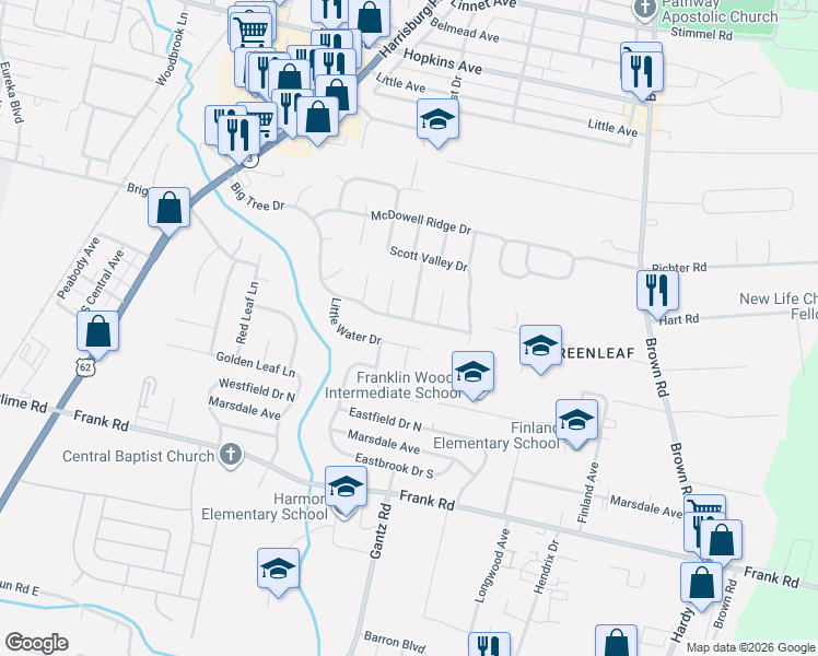 map of restaurants, bars, coffee shops, grocery stores, and more near 1477 Pinestone Drive in Columbus