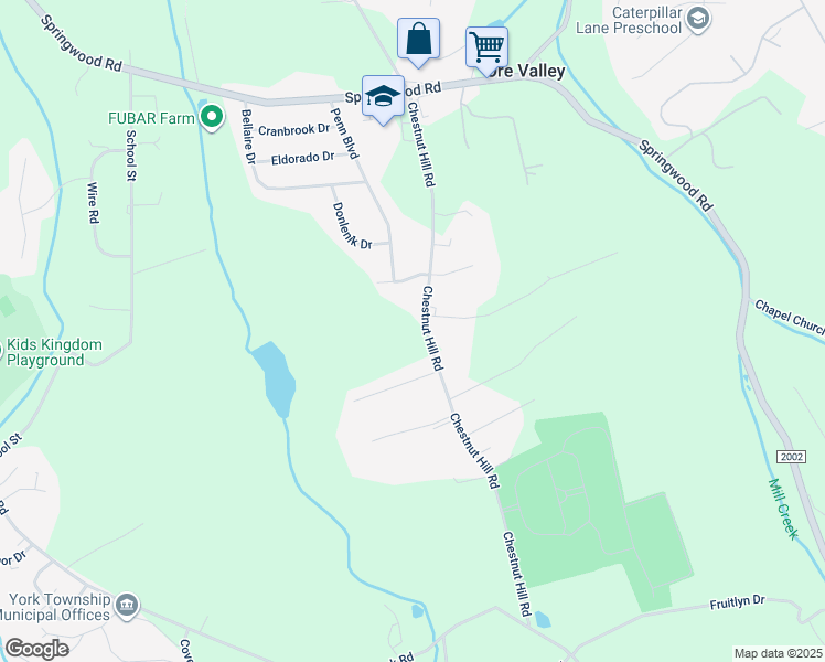 map of restaurants, bars, coffee shops, grocery stores, and more near 405 Chestnut Hill Road in York
