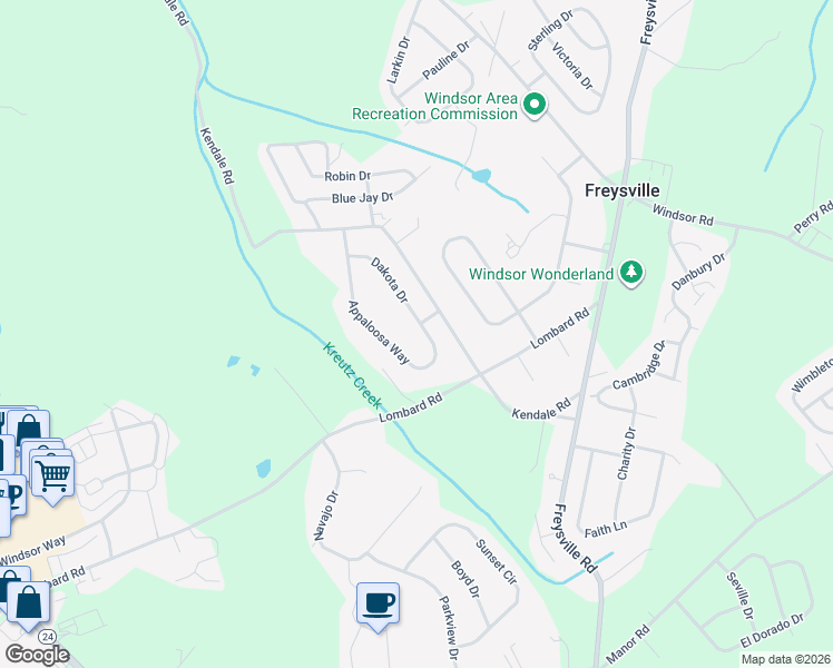 map of restaurants, bars, coffee shops, grocery stores, and more near 460 Appaloosa Way in Red Lion