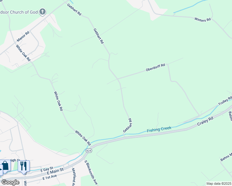 map of restaurants, bars, coffee shops, grocery stores, and more near 1025 Gebhart Rd in Windsor