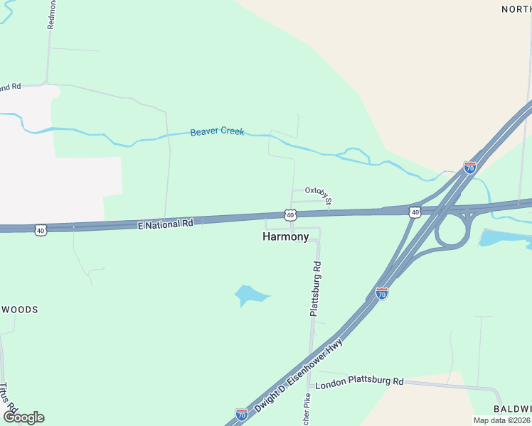 map of restaurants, bars, coffee shops, grocery stores, and more near 4698 East National Road in Springfield