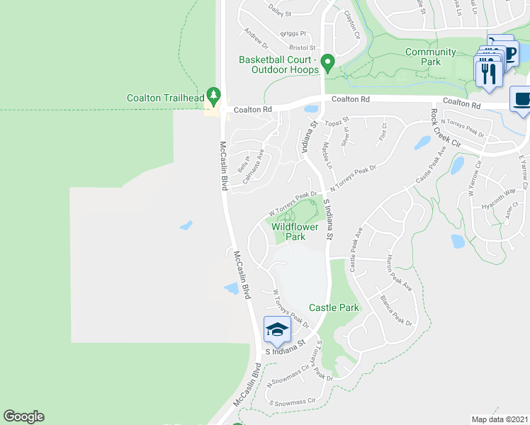map of restaurants, bars, coffee shops, grocery stores, and more near 3151 West Torreys Peak Drive in Superior