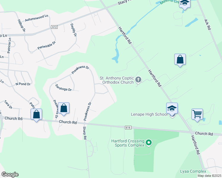 map of restaurants, bars, coffee shops, grocery stores, and more near 415 Pimlico Way in Mount Laurel Township