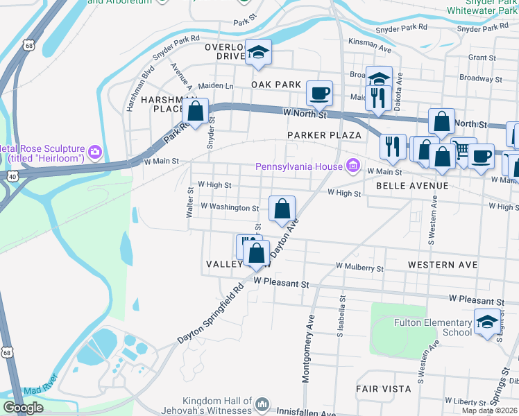 map of restaurants, bars, coffee shops, grocery stores, and more near 1699 W Washington St in Springfield