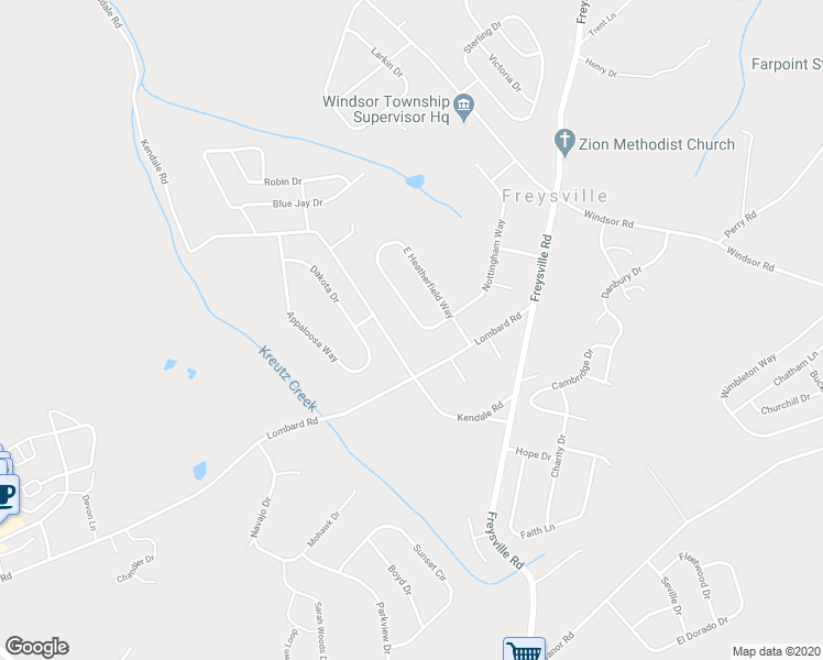 map of restaurants, bars, coffee shops, grocery stores, and more near 520 West Heatherfield Way in Red Lion